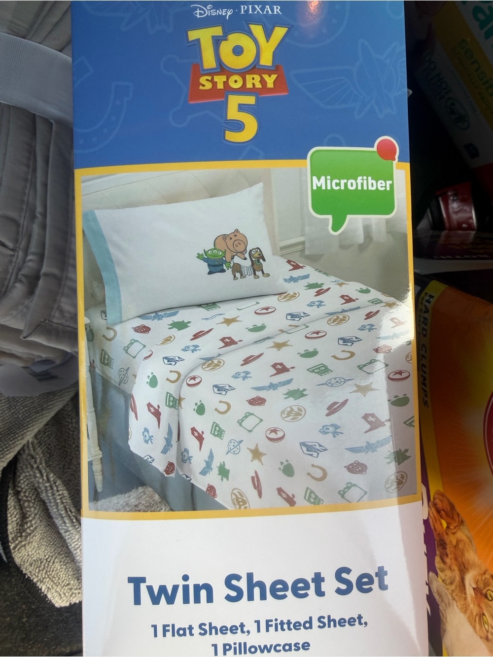 Disney Toy Story 5 Twin Sheet Set - White with Multicolor Icons